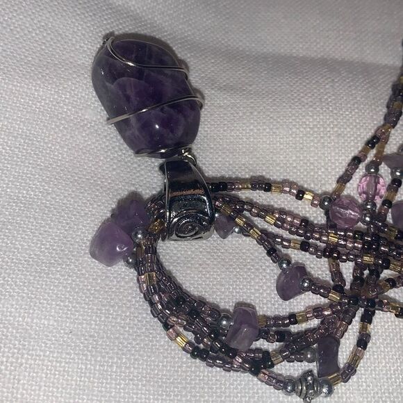 Amethyst Multi Strand Beaded Necklace - Picture 13 of 14